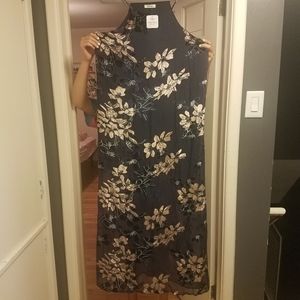 Nwt size L velour burn out dress navy